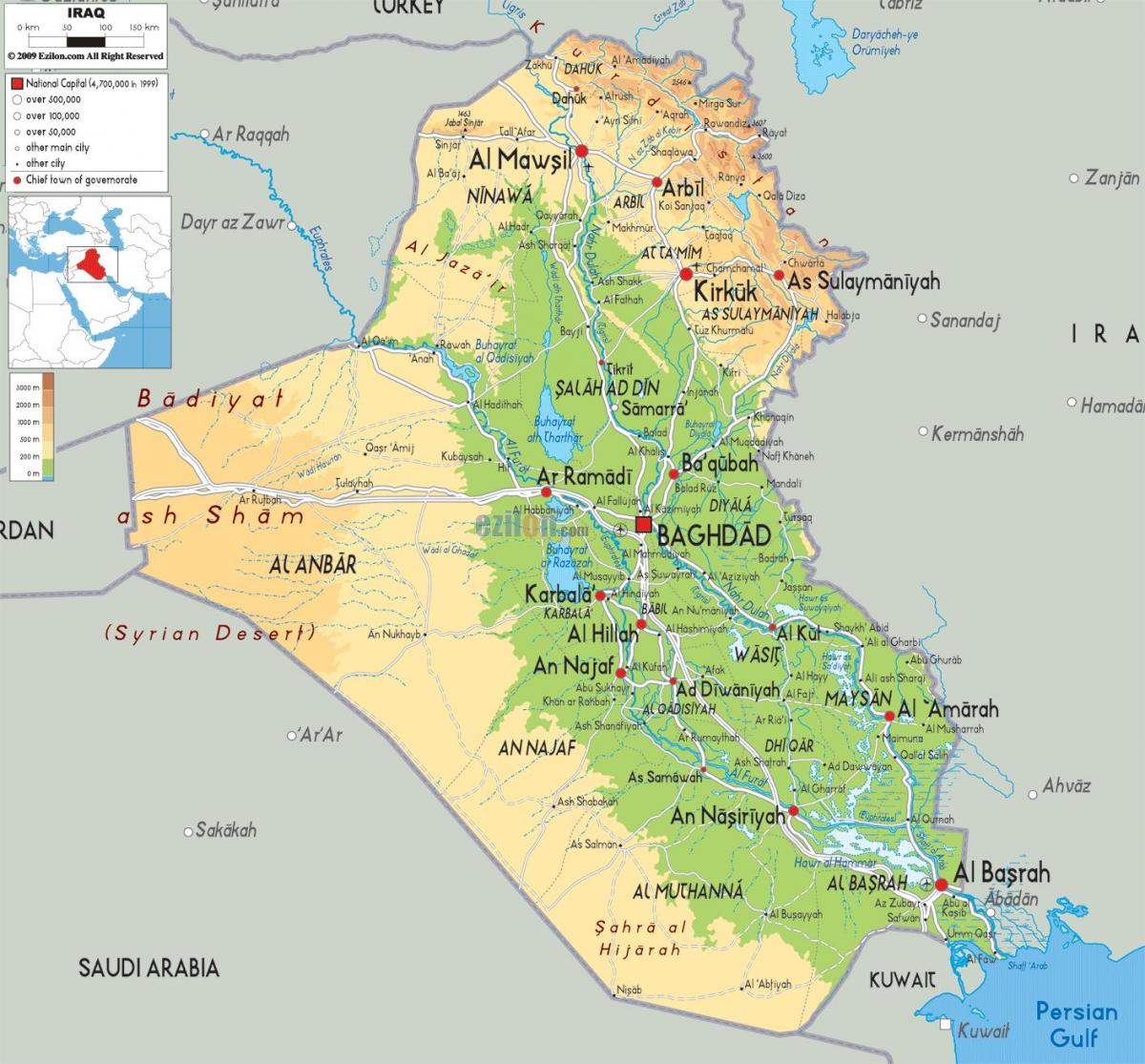 Karta Iraka geografije